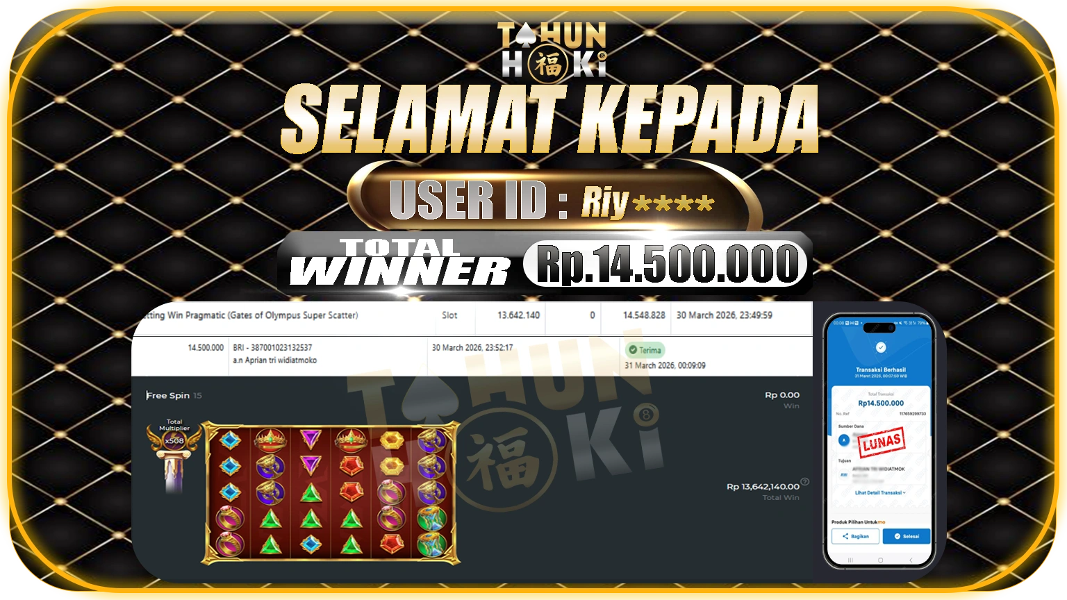 TAHUNHOKI JACKPOT GATES OF OLYMPUS SUPER SCATTER – Rp. 14.500.000,- LUNAS